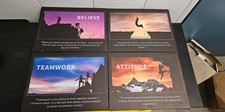 Set of 4 Motivational Wall Art Posters - Believe, Potential, Teamwork, Attitude