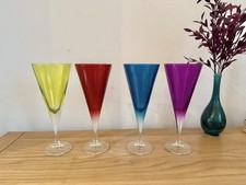 Set of 4 Harlequin colourful drinking glasses stemmed champagne wine glass