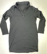 Frank & Eileen Tee Lab Long Sleeve Polo Tunic Dress Black 100% Cotton USA L