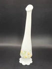Fenton Milk Glass Yellow Cabbage Roses Swung Bud Vase 10 Inch
