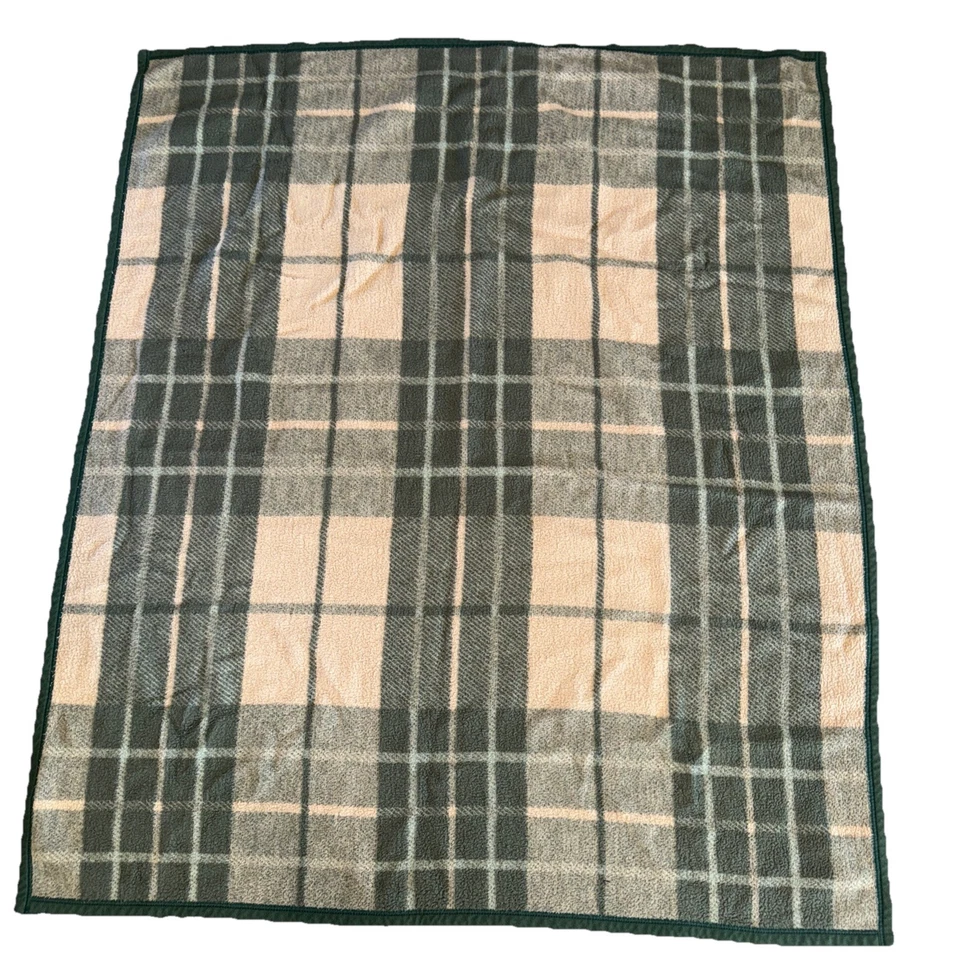 Juego de 2 mantas vintage Martha Stewart verde tostado a cuadros suaves difusas 55X48 Foto 2 de 4