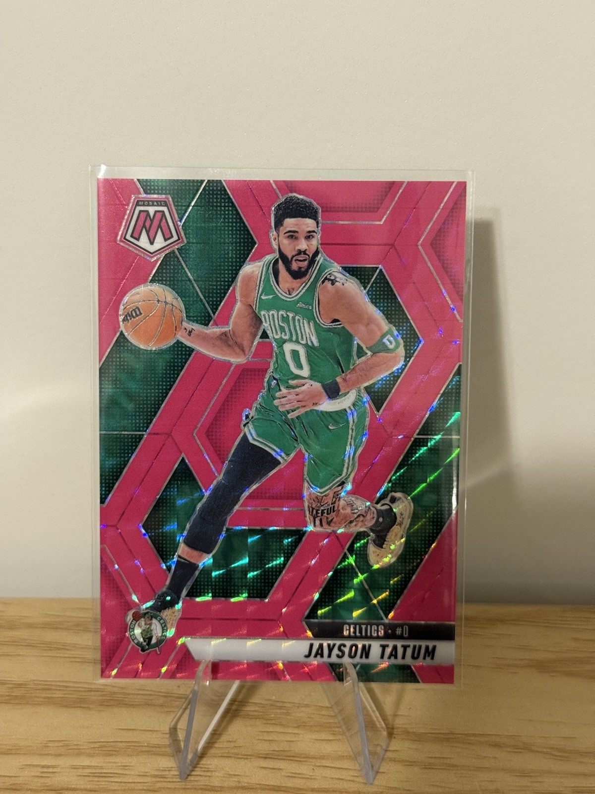 Jayson Tatum 2024-25 Panini Mosaic PINK Fluorescent #188 Boston Celtics /10