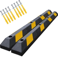72" in 6' Ft Heavy-duty Rubber Parking Curb, Installation Kits Included, Parking