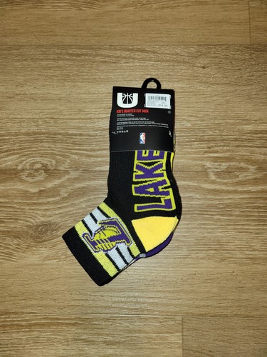 NBA Los Angeles Lakers Kid’s Quarter Cut Socks 3 Pair Pack Sock Size 7-9 New - Picture 6 of 9