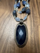 BARSE Thailand Blue Stones Signed Sterling Silver 925 Necklace Chunky