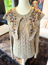 ZARA Damen Strick Pullover S Beige Langarm Ru...