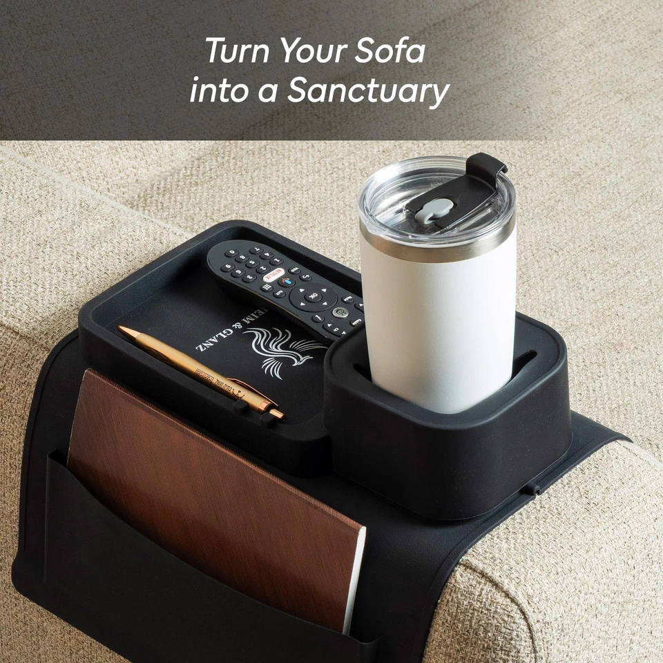 Anti-Spill Silicone Couch Arm Tray & Cup Holder Set (2-Pack) | Non-Slip Armre... - Image 2 of 4