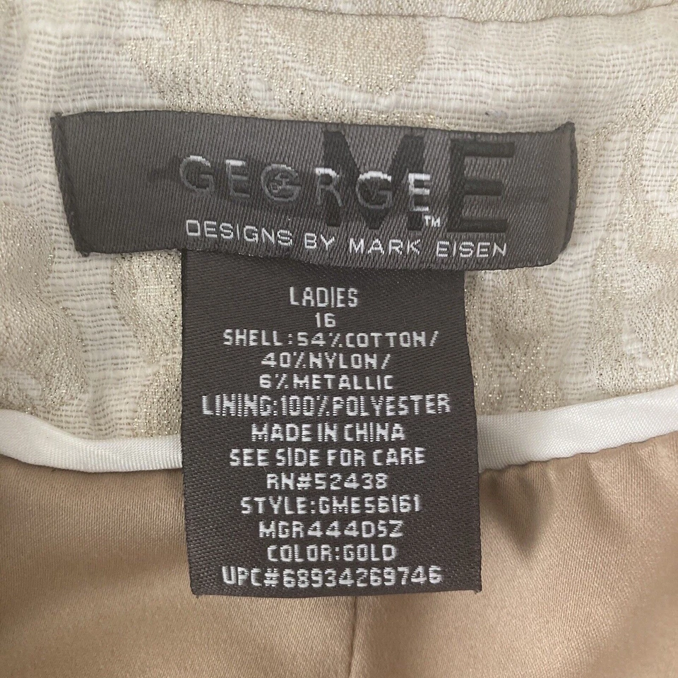 Blazer De Colección George Me by Mark Eisen Un Botón Dorado Beige Brillo Foto 3 de 4