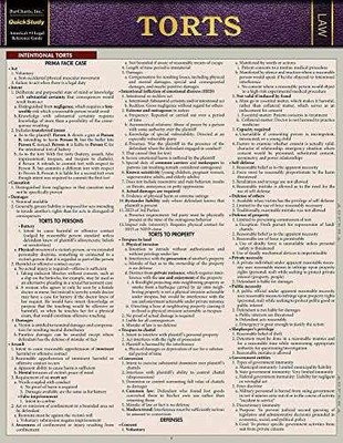 Torts QuickStudy Laminated Reference - Pamphlet, by Barcharts Inc. - Very Good