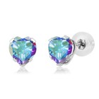 Topaz 14K White Gold Stud Earrings 5mm 1.12 Ct Heart Shape Mercury Mist Mystic