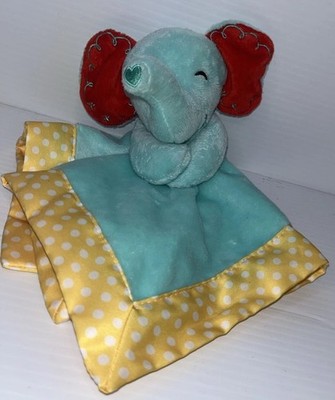 2016 Fisher Price baby Elephant lovey security blanket plush Blue and Yellow 