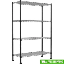 4 Tier Adjustable Wire Shelving Unit Sturdy Storage Rack Kitchen Bathroom New