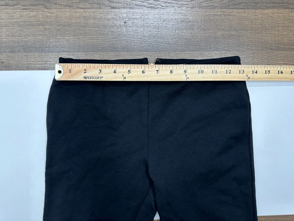 J Crew Mujer Talla 2 Negro Rayón Nylon Suave Espalda Cremallera Gruesa Leggings Pantalones Foto 2 de 4