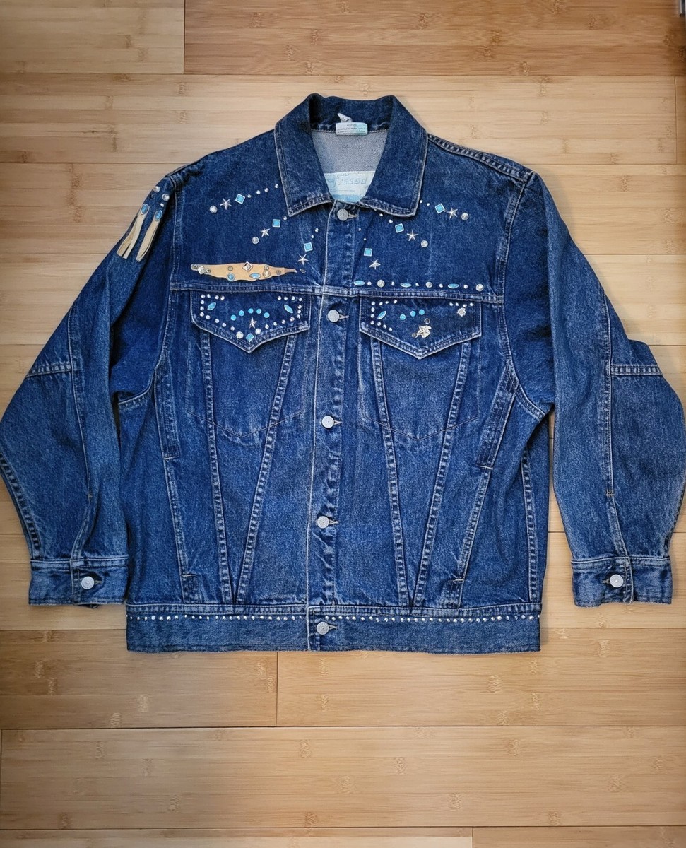 white christmas dresses Vintage Blinged Out Freego Denim Jacket