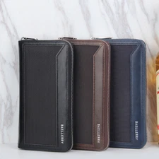 Men's Leather Long Wallet Purse Zipper Pocket Clutch Phone Holder Handbag US