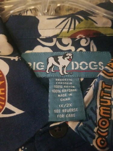 Big Dogs Blue Navy Floral Hotel print Shirt Men's Hawaiian Size 1X/2X - Picture 5 of 7