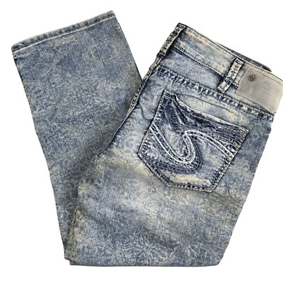 Silver Jeans Capris Mid Rise Aiko Printed Cropped Stretch Jean 25 26 30 DEFECT