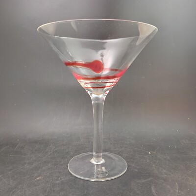 Red Swirl Swirline Martini / Cosmopolitan Cocktail Glass 7.25'' Tall    OBO