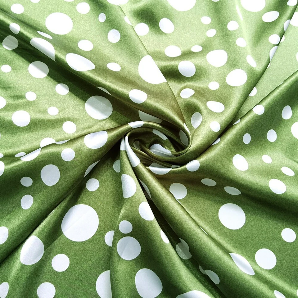 Material de tela satinada de lunares grandes de 1 yarda X 1,48 metros para camisa bufanda Foto 4 de 4