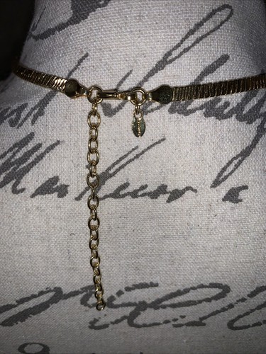 VTG Monet Gold Tone Flat Snake Chain Necklace Adjustable Length Size 15'' To 18” - Picture 7 of 16