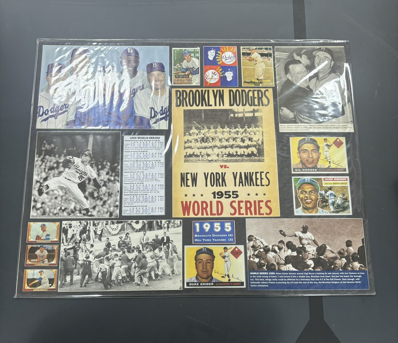 Dodgers vs Yankees 1955 World Series - History of the Ball Player Poster
