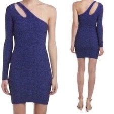 BCBGeneration Bodycon Mini Dress M/L One Shoulder Cutout Periblue NEW Tag $98