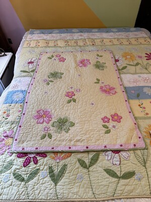 Vintage 90s Colorful Flower Power Pottery Barn Twin Quilt