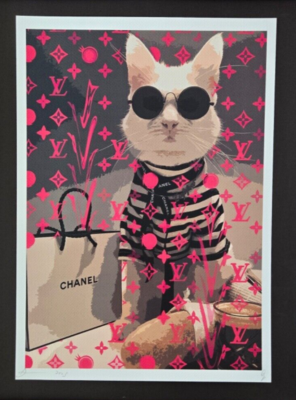 🔥Death NYC Large Framed 16x20in Pop Art Graffiti COA MY PUSSY CAT
