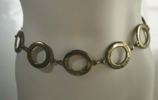 Womens Vintage Etienne Aigner Metal Circle Link Chain Belt Gold Tone