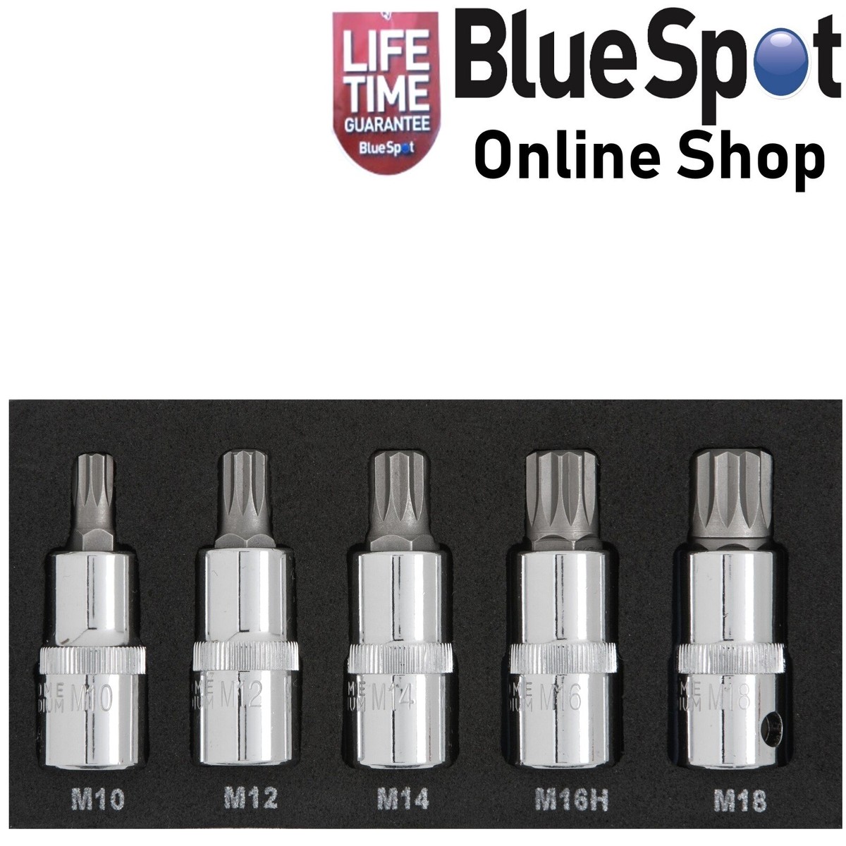 SPLINE BITS 5 PIECE SOCKET SET M10 - M18 MALE 1/2