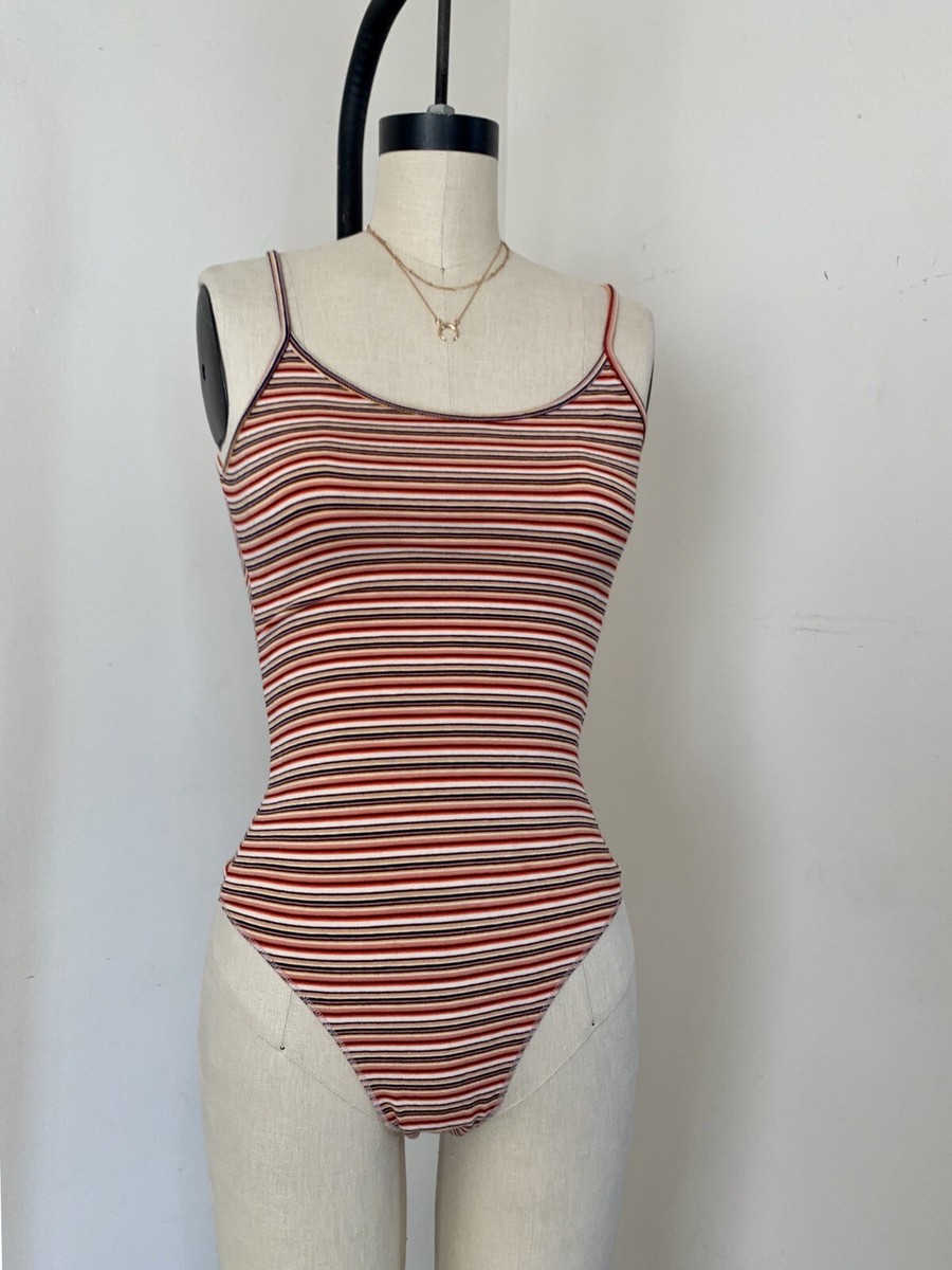 brandy melville Orange Pink stripe scoopneck thong buttom Lola