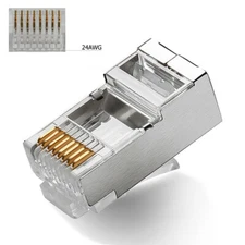 100 pcs RJ45 8P8C CAT5E Shielded Modular plug gold plated network connector