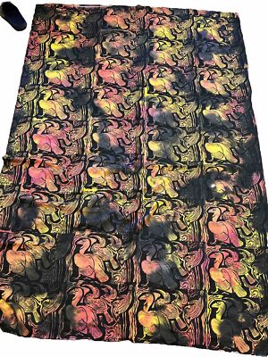 Unique 100% Cotton  Wood Block Print Birds Tie Dye 82inches X 55 Inches