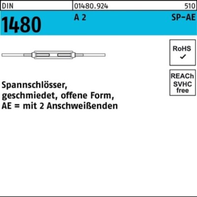 001480920040200000 Spannschloss DIN 1480 offen m.2Anschweißenden SP-AE M 20 A 2