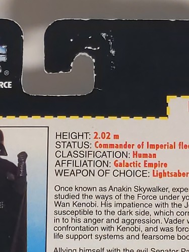 Star Wars POTF Darth Vader Short Saber Long Tray Variant 1995 Kenner Figure New - Picture 8 of 12