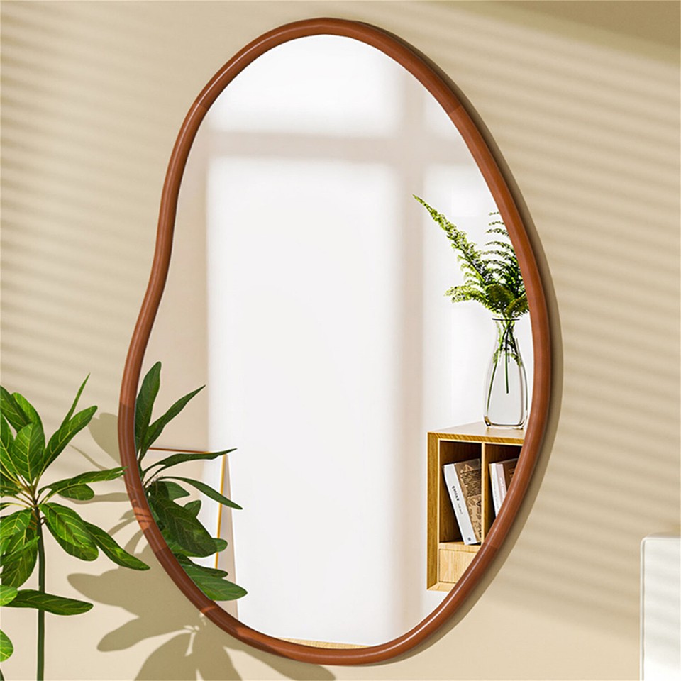 LUVODI Irregular Wall Mirror Brown Asymmetrical Mirror Modern Boho Wall