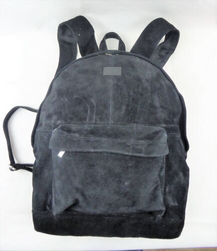 100% Genuine Cow Leather Suede Unisex Waterproof Backpack School bag - 20L Black - Picture 1 of 5