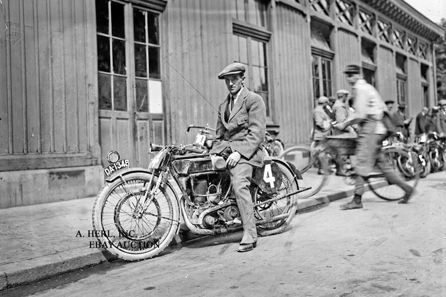 Sunbeam 500cc factory racer Alec Bennett 1922 French Grand Prix Strasbourg photo