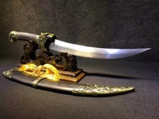 Ebony SAYA Machete KUNGFU Saber Sword Scimitar Folded Steel Dagger WIth Tigers