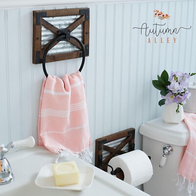 Autumn Alley Rustic Farmhouse Towel Holder for Bathroom, Rustic Hand Towel