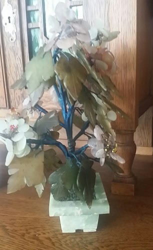 Vintage 1960s Chinese Jade Bonsai Rose Quartz Other Semi-Precious Stones 12" #2 - Picture 5 of 12