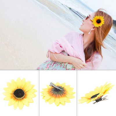 2x Women Sunflower Flower Hair Clip Accessories Barrette Hawaiian