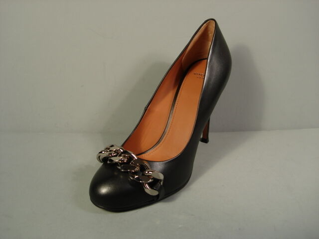 GIVENCHY CLASSIC BLACK BLACK BLACK LEATHER ROUND TOE SILVER CHAIN PUMPS HEELS 36 6 NEW 779365 GIVENCHY CLASSIC BLACK BLACK BLACK LEATHER ROUND TOE SILVER CHAIN PUMPS HEELS 36 6 NEW 779365