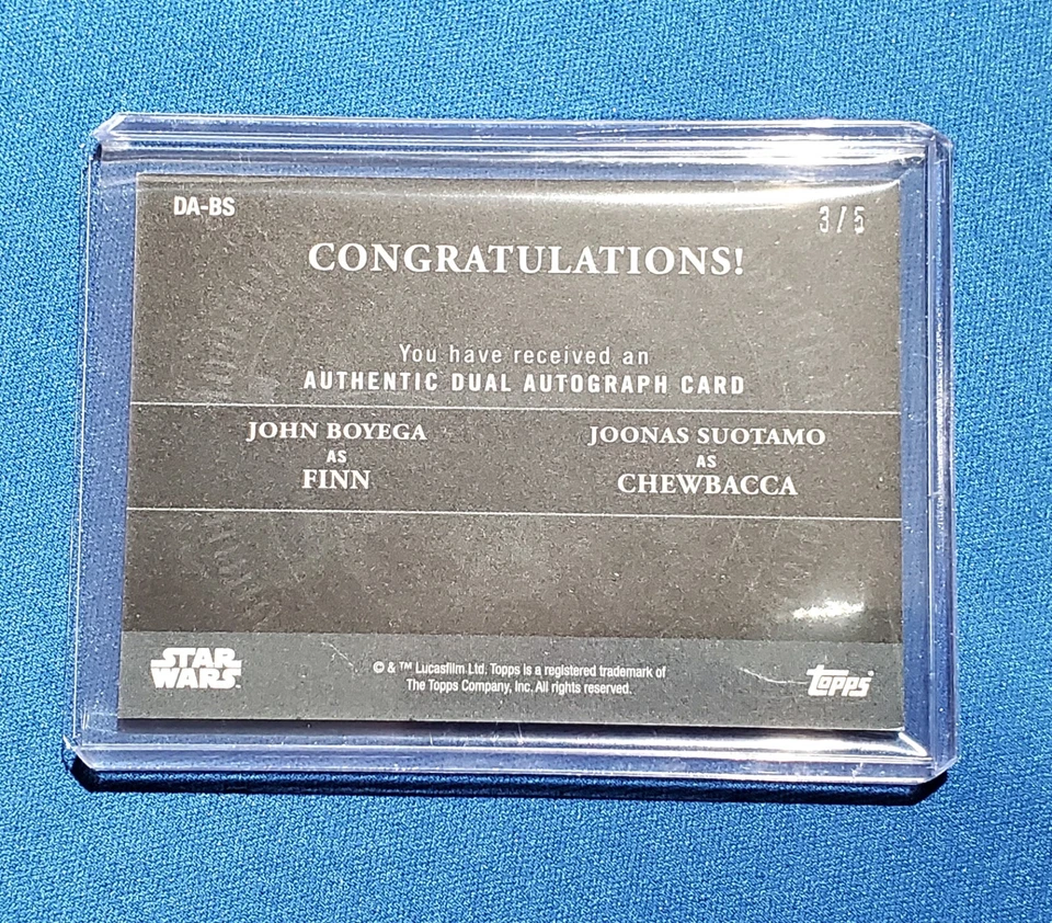 2018 Star Wars Masterwork Black Dual Auto John Boyega Finn Chewbacca Joonas 3/5 - Image 2 of 4