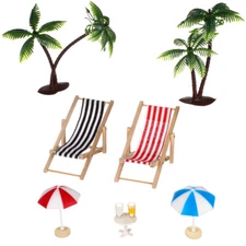 2PCS Palm Trees Mini Beach Set Dollhouse Accessory Micro Landscape Decor