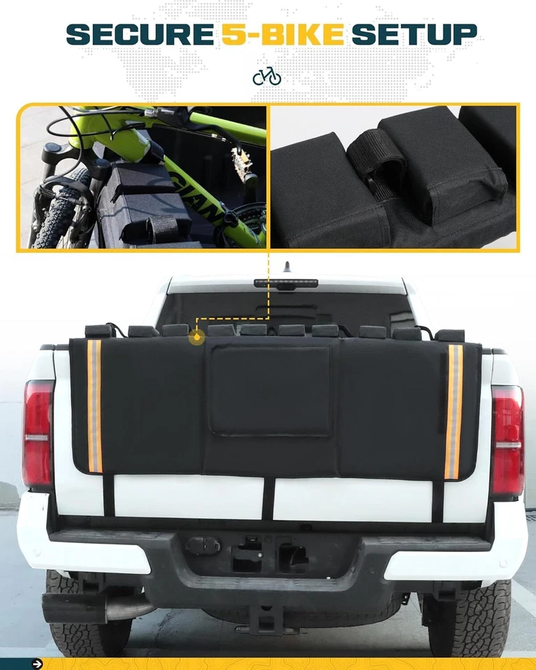 Almohadilla de puerta trasera para exteriores de 62" para bicicleta de montaña, se adapta a la mayoría de los camiones de tamaño completo protección Foto 3 de 4