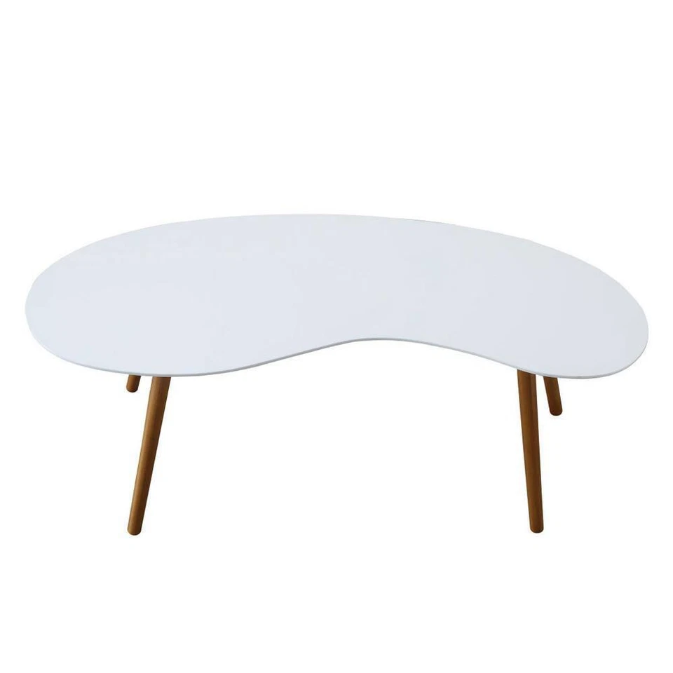 Mesa de centro Convenience Concepts 17,75" A X 47,25" L, moldura de madeira em branco/bambu - Imagem 3 de 4
