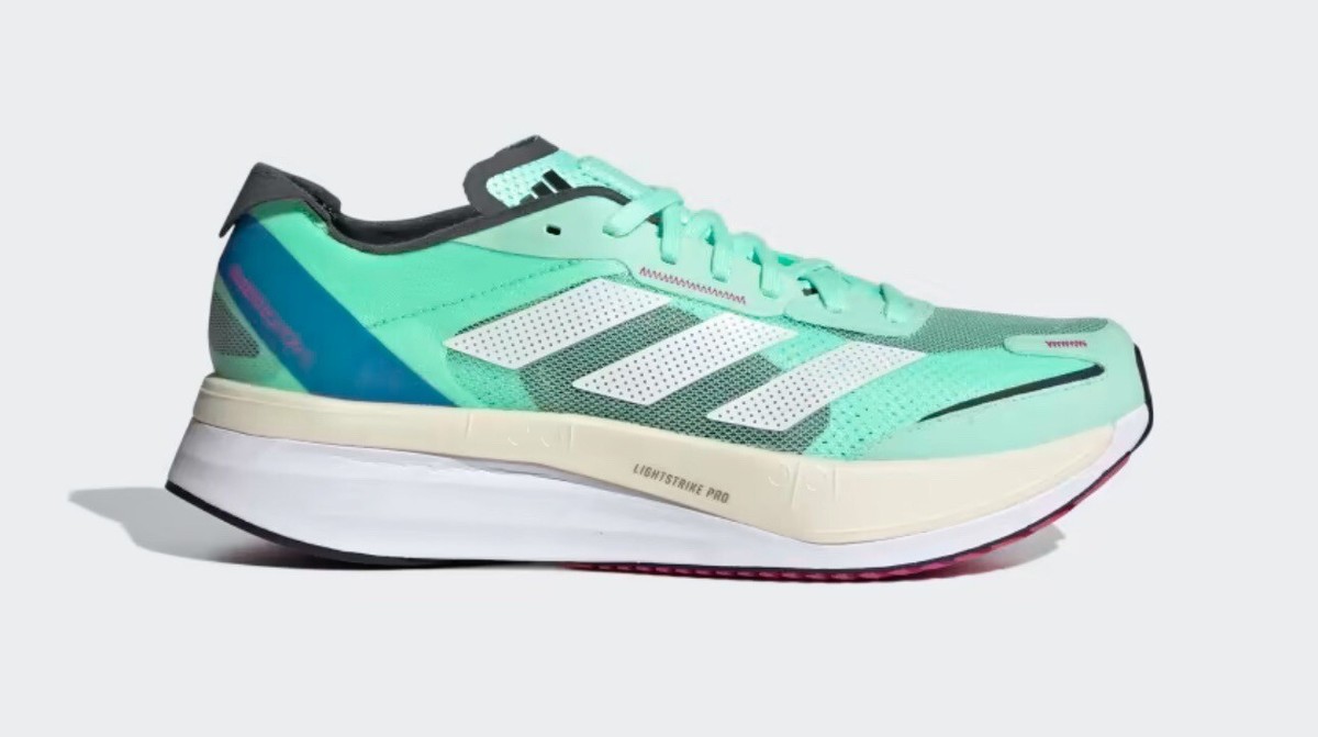 NEW Adidas Adizero Boston 11 Running Shoes Mint Green Blue Mens