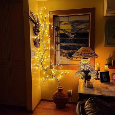 144LED Wall Tree Enchanted Willow Vine Fairy Light Bendable Branch Home Lighting