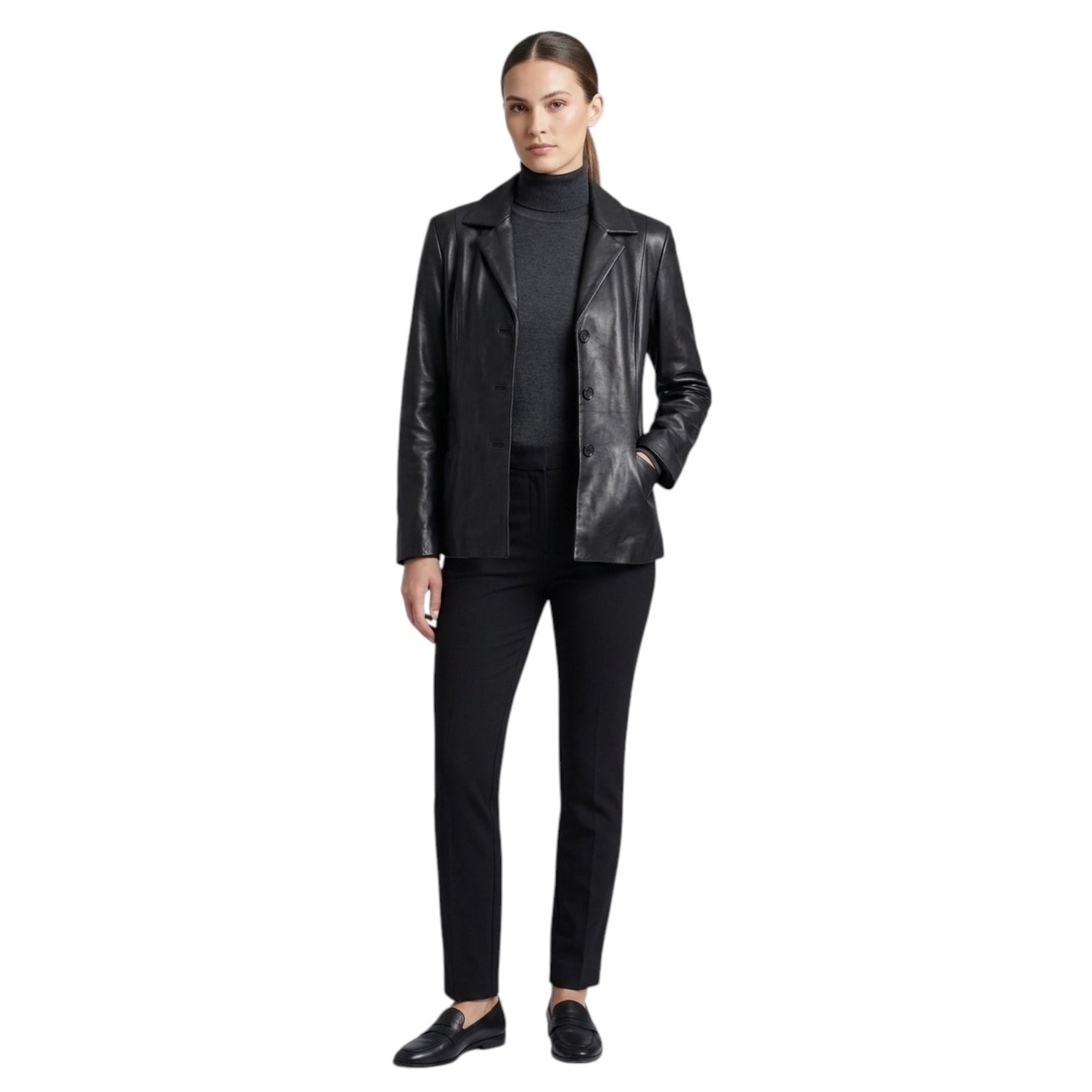 Couture by J. Park Genuine Lamb Leather Jacket - Size M Black